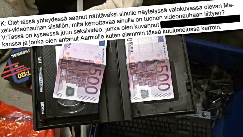 OIKAISU 12.1.2016: Jutussa kerrottiin aiemmin virheellisesti, että video löytyi kotietsinnässä Aarnion autotallista marraskuussa 2013. Videokasetti löytyi 2015 Aarnion naistuttavan varastosta. Kyse ei siis ole kuvassa olevasta Aarnion autotallista löytyyneestä kasetista, kuten jutussa aiemmin väitettiin.