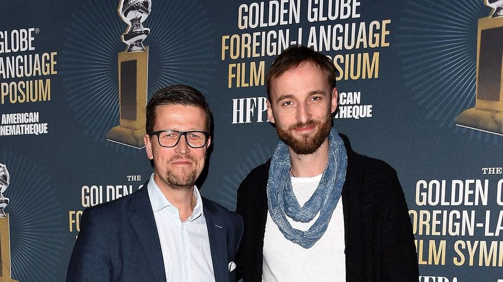 Klaus Härö ja Miekkailijan pääosan esittäjä Märt Avandi Los Angelesissa 9. tammikuuta 2016.