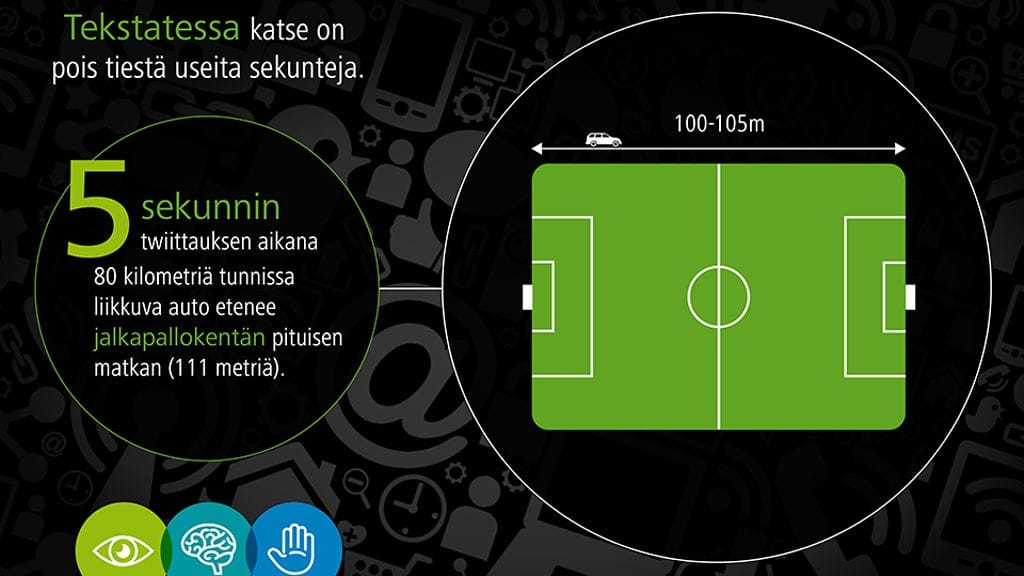 Tekstiviestin kirjoittaminen ajaessa on erittäin vaarallinen toimenpide.