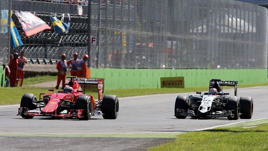 Kimi Räikkönen ja Nico Hülkenberg Monzassa syyskuussa.