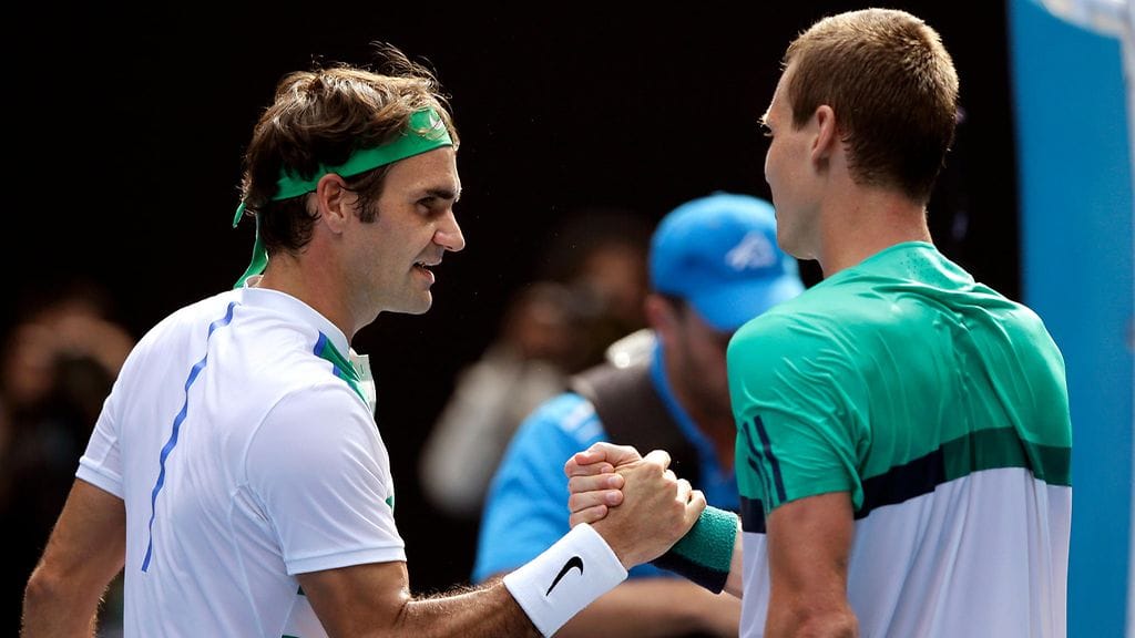 Tomas Berdychistä ei ollut vastusta Roger Federerille Australian avointen puolivälierässä.