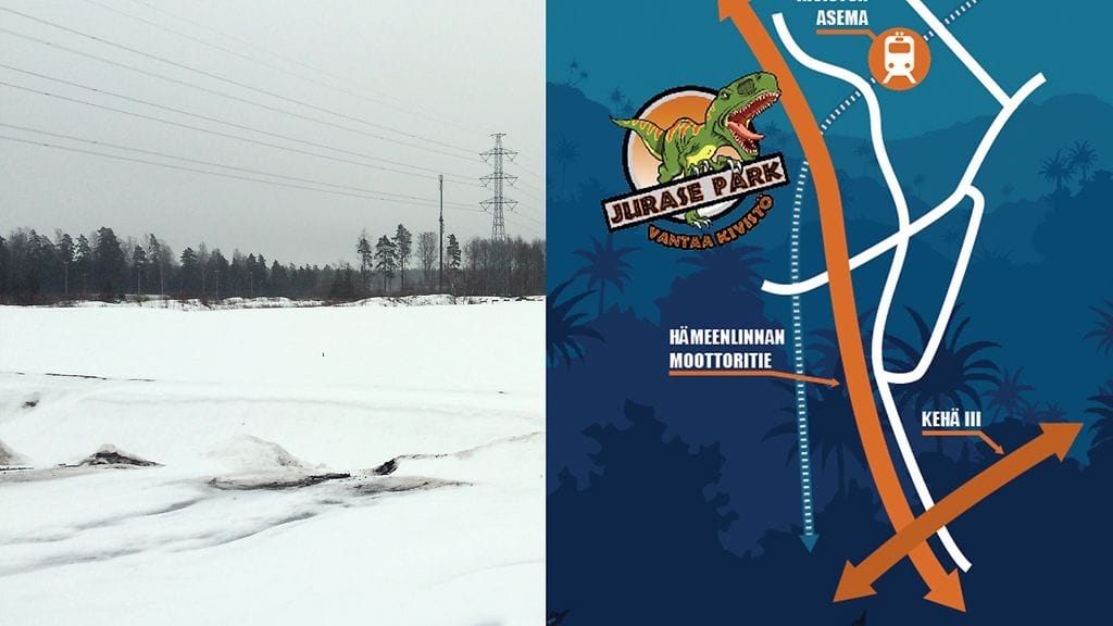 Dinosaurusteemaista huvipuistoa suunniteltiin Vantaan Kivistöön. Kaupunki oli lupaillut hankkeelle tonttia.