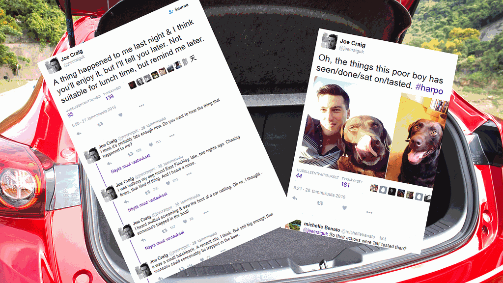 Brittimies twiittasi 140 merkin erissä kommelluksensa eräältä illalta.