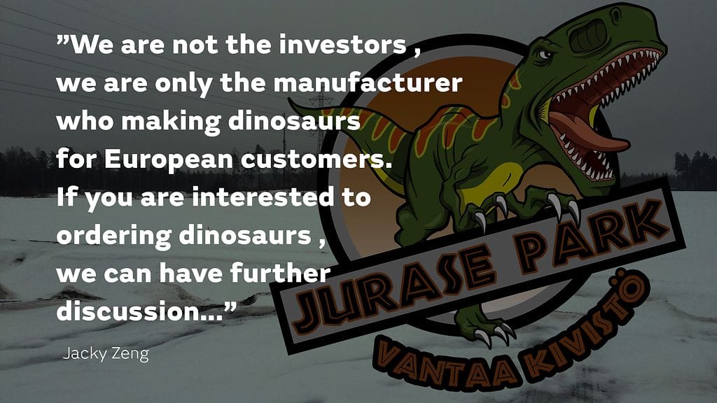 Vantaan dinosauruspuistohanke herättää hämmennystä.