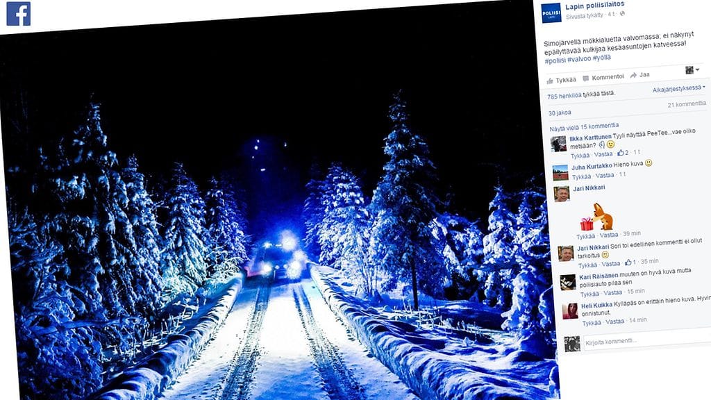 Kuvankaappaus Lapin poliisilaitoksen Facebook-sivulta.