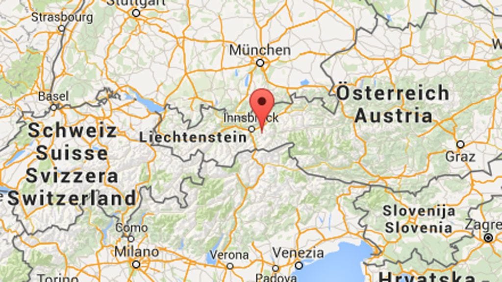 Lumivyöry sattui Tirolissa, Itävallassa. Kuva: Google maps.