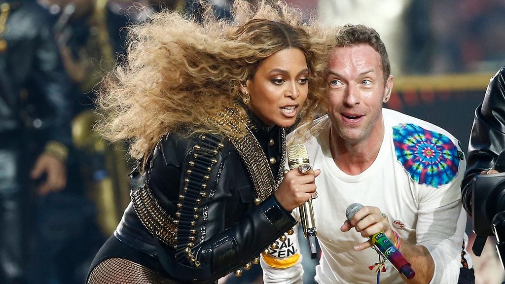 Beyoncé ja Coldplayn nokkamies Chris Martin.