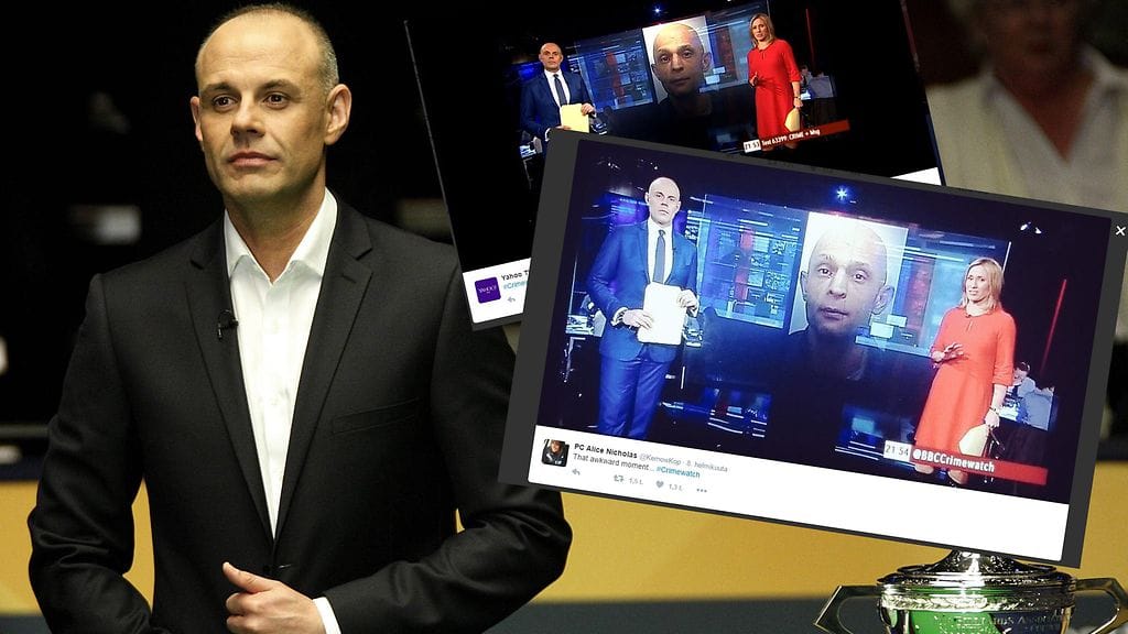 Crimewatch-rikosohjelman juontaja muistutti huvittavan paljon ohjelmassa nähtyä rikollista. 
Kuvakaappaukset Twitteristä.