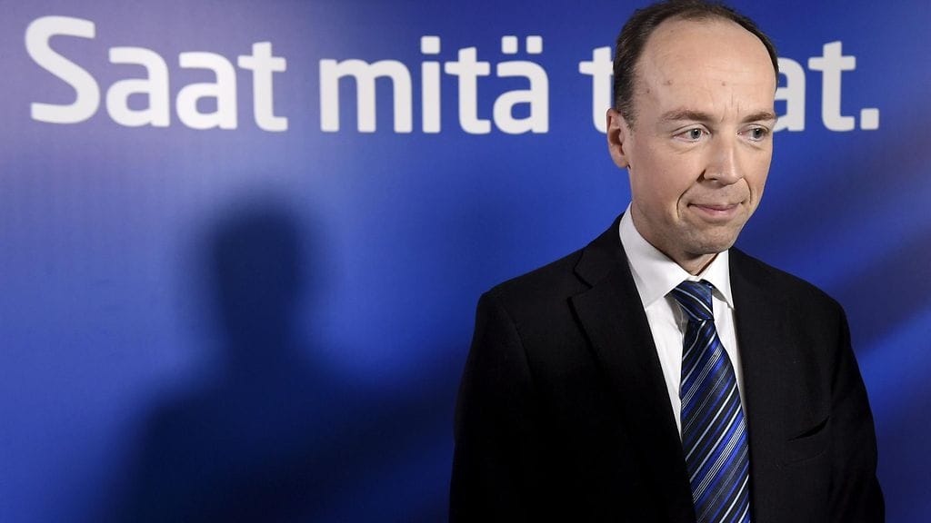 Perussuomalaisten europarlamentaarikko Jussi Halla-aho puolueen tiedotustilaisuudessa Helsingissä torstaina 11. helmikuuta 2016.