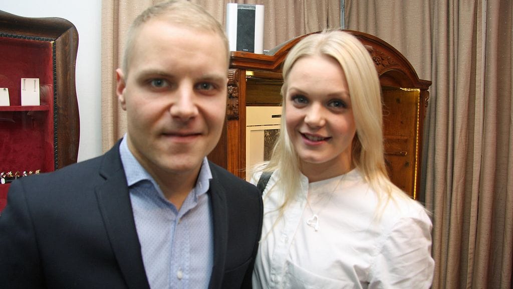 Valtteri Bottas ja Emilia Pikkarainen 11. helmikuuta 2016.