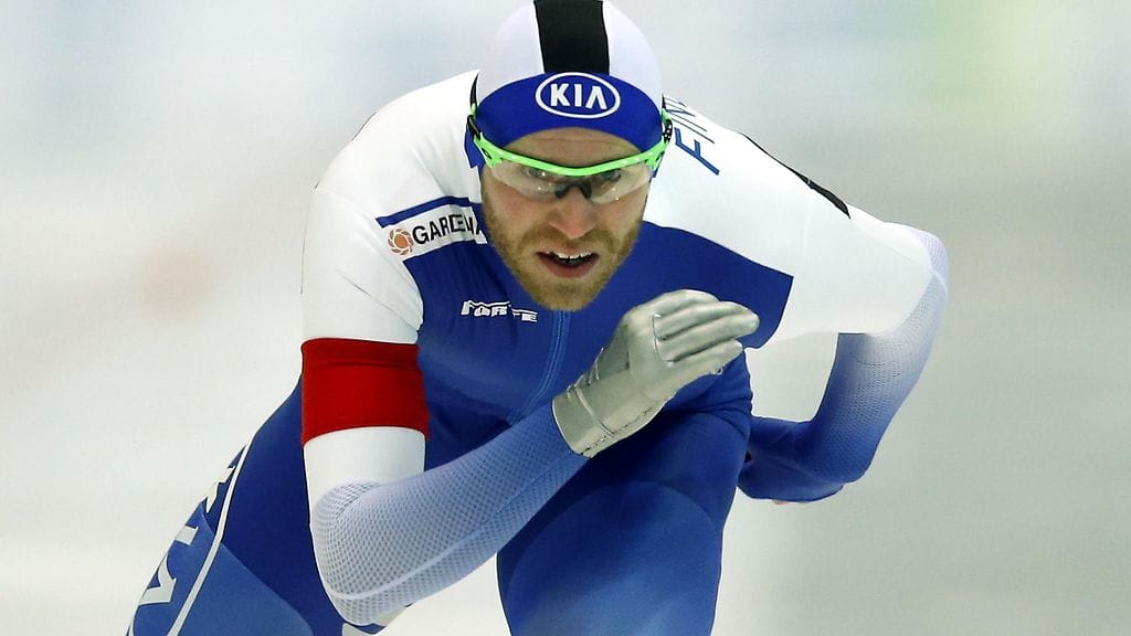 Mika Poutala MM-jäillä lauantaina.