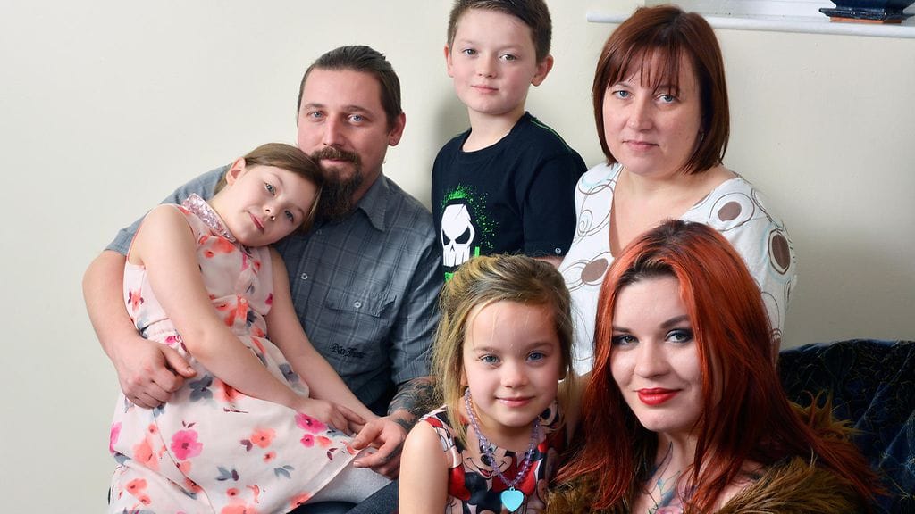 Sabien Demonia seen with fiance Pete Kawa, Wiktoria (8), mother Dorota, Damian (9) and Maja (6) at her mother's home on February 6, 2016 in Northampton, England.