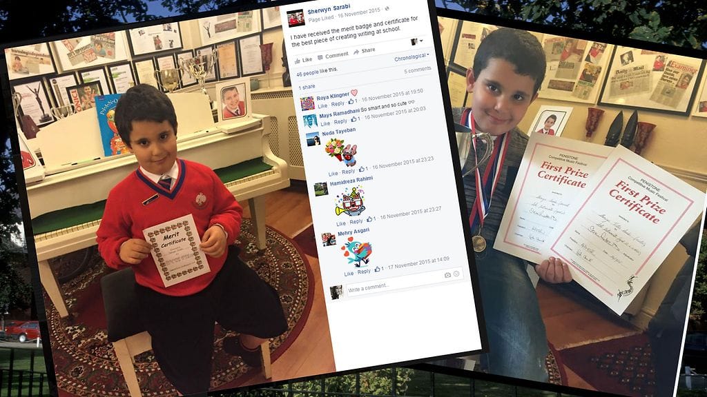 Sherwyn esittelee ylpeänä saavutuksiaan Facebookin fanitilillään.