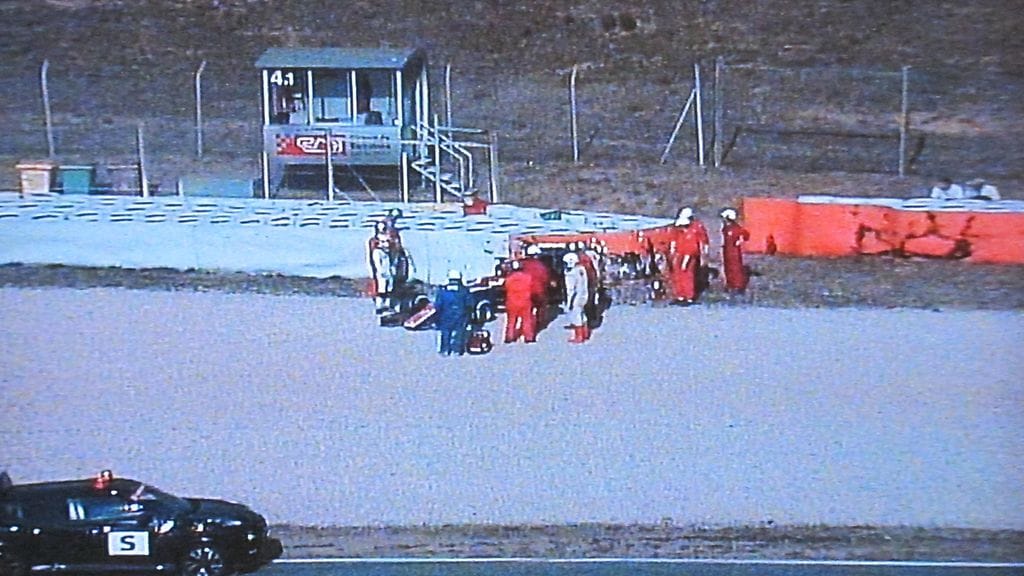 Rio Haryanton auto ratavallissa. Kuva lehdistökeskuksen monitorista.