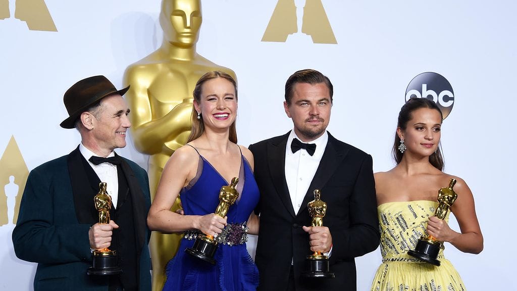 Mark Rylance, Brie Larson, Leonardo DiCaprio ja Alicia Vikander pokkasivat Oscarit tänä vuonna.