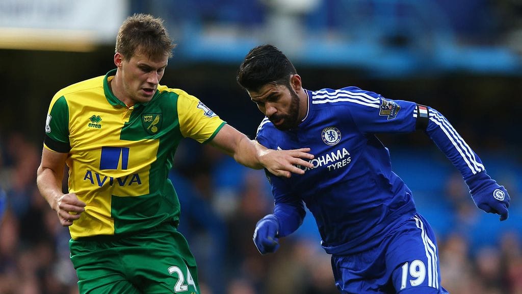 Norwichin Ryan Bennett ja Chelsean Diego Costa kohtasivat marraskuussa.
