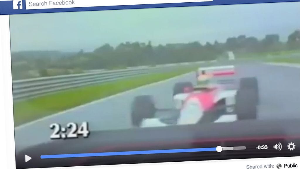 Ayrton Senna ohittaa McLarenillaan Porsche 911:n Estorilin radalla.