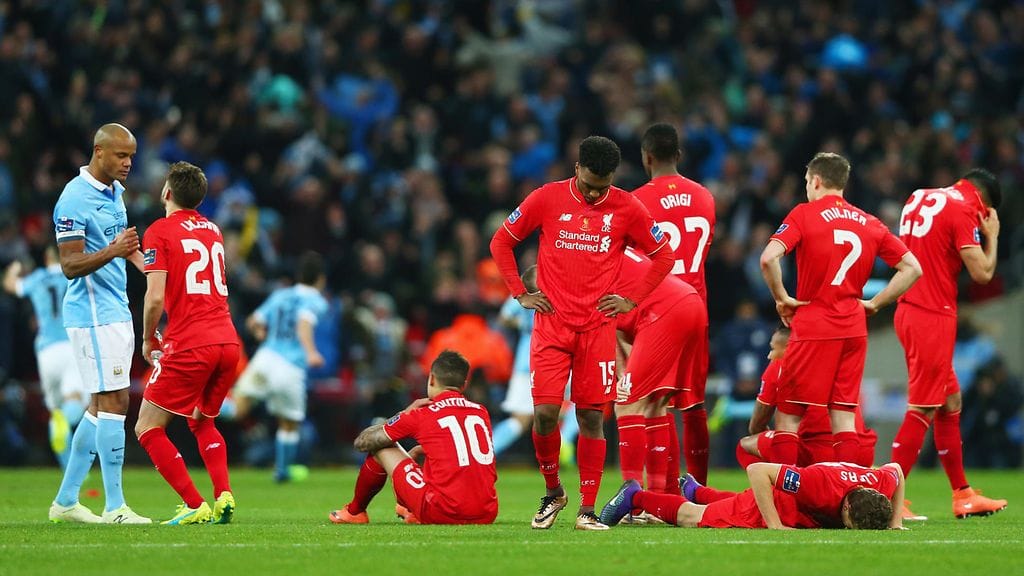 Man City nujersi Liverpoolin sunnuntaina Wembleyllä.
