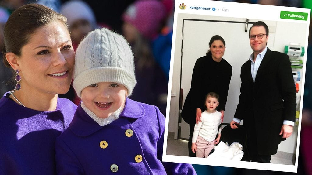 Tuore äiti ja ylpeä isosisko. Pieni kuva Ruotsin hovin viralliselta Instagram-tililtä.