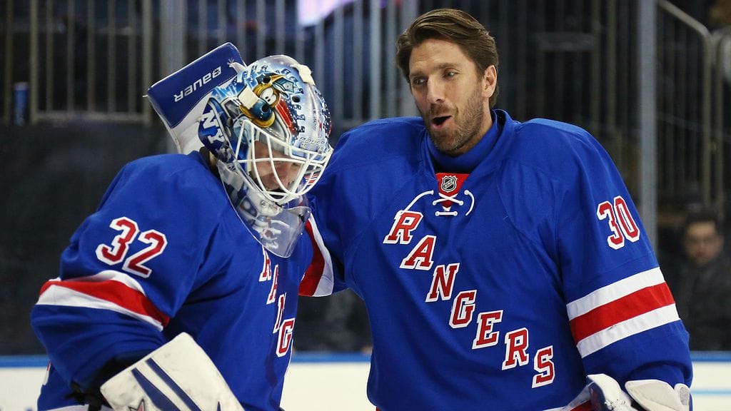 Antti Raanta ja Henrik Lundqvist muodostavat Rangersin maalivahtitandemin.