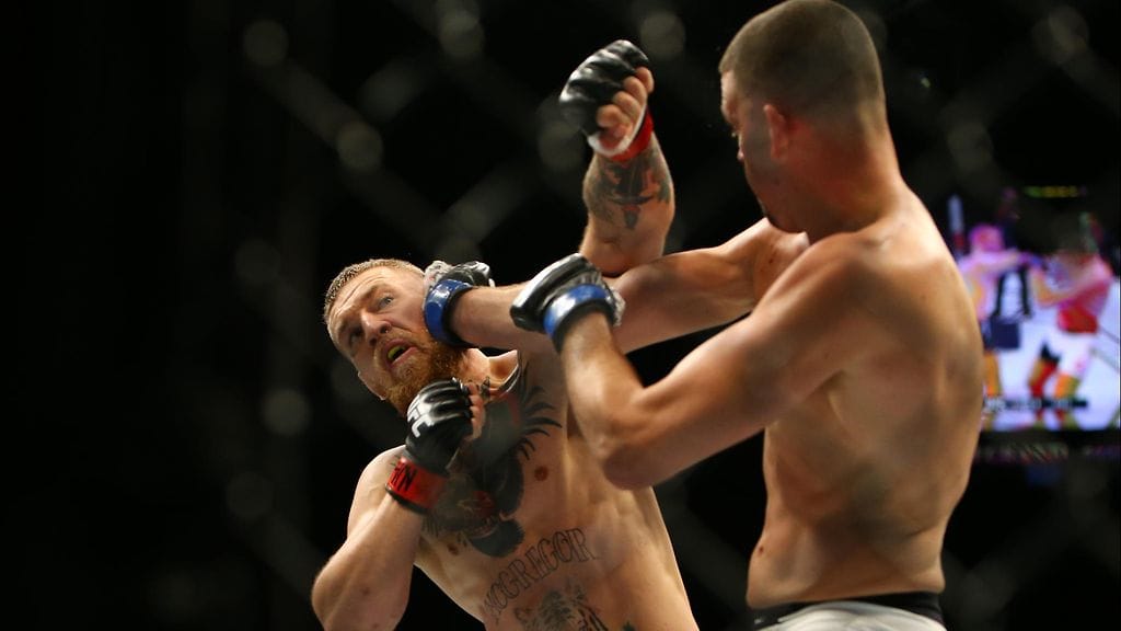 Conor McGregor ja Nate Diaz ottivat yhteen Las Vegasissa lauantaina.