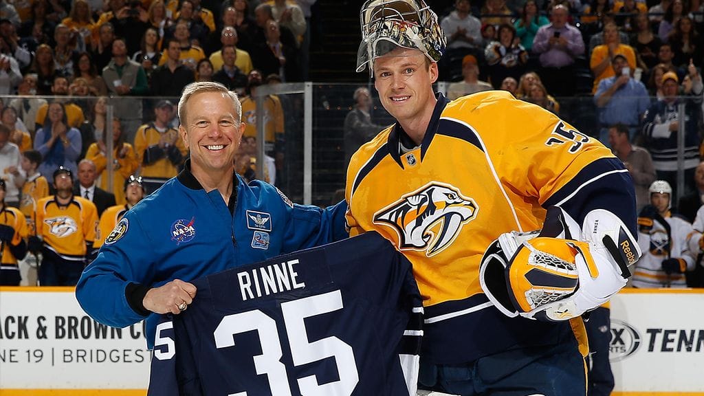 Tim Kopra ja Pekka Rinne kuvattuna maaliskuussa 2015.