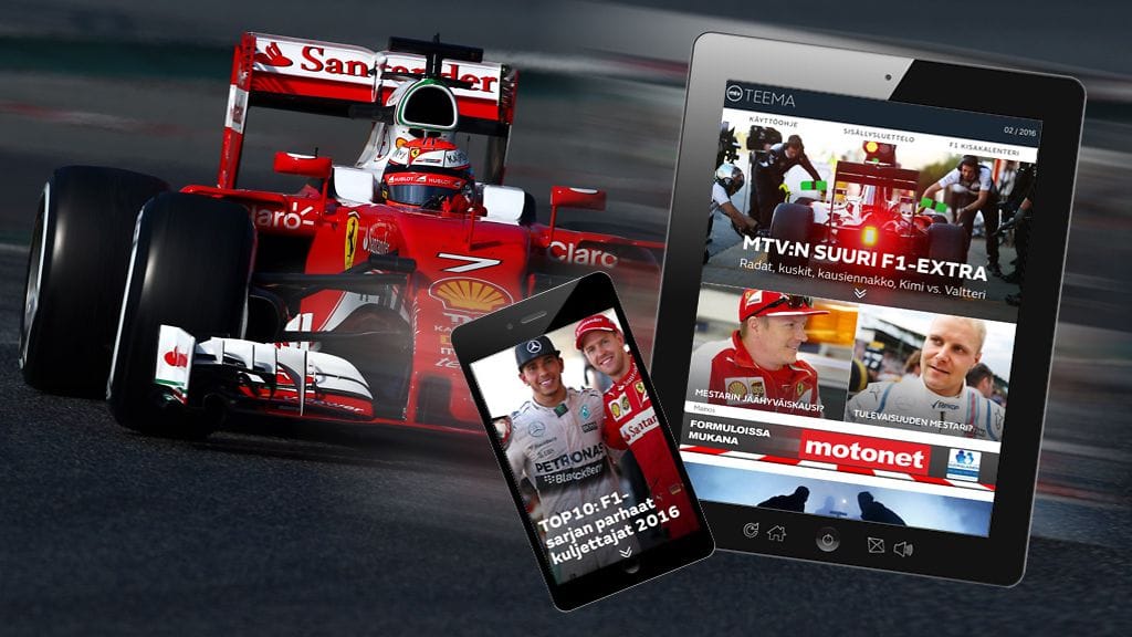 Sukella syvälle F1-maailmaan MTV Teema -sovelluksessa.