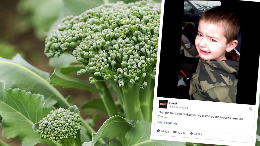 Tällä lapsella ei ole ongelmia kasvisten syönnin suhteen.