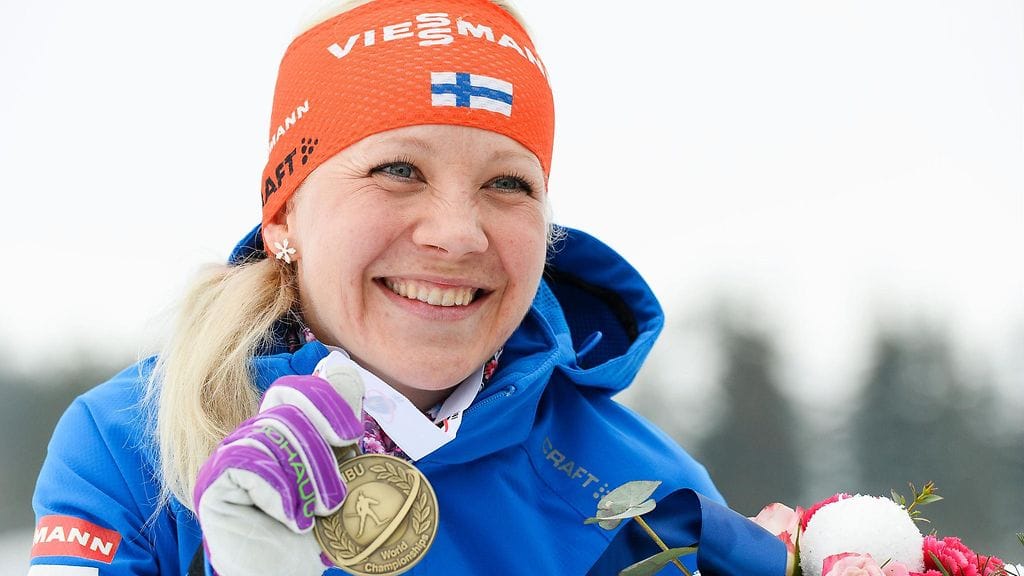 Kaisa Mäkäräinen voitti MM-pronssia Holmenkollenilla maaliskuussa.