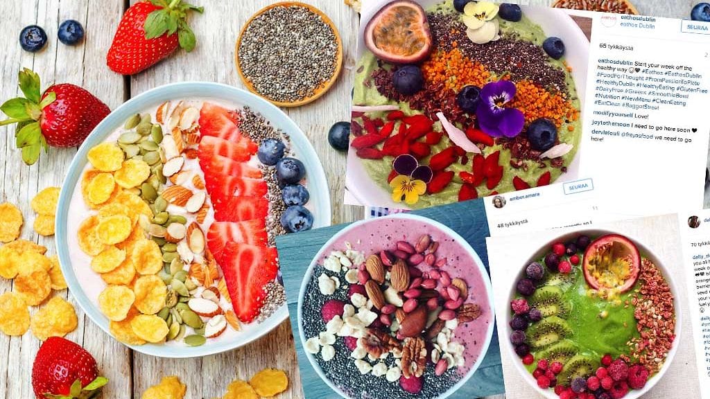 Visuaalisuus on tärkeä osa smoothiekulhoa.