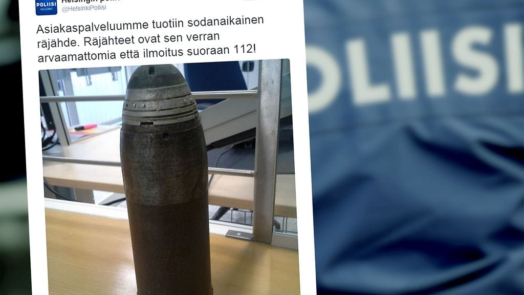 Vanhempi mies oli tuonut tykin ammuksen päivystykseen ja poistunut sen jälkeen paikalta.