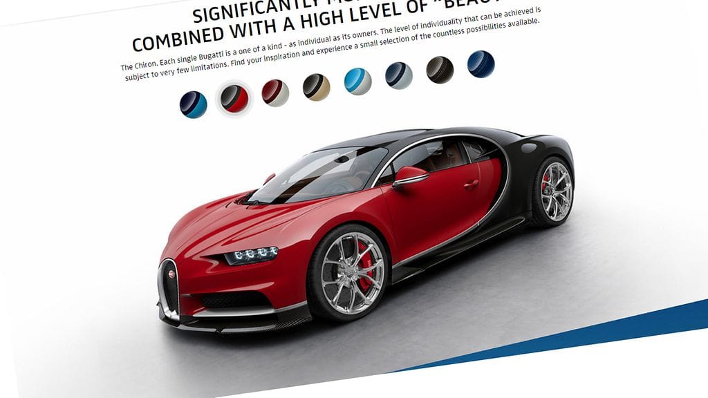 Kuvankaappaus Bugatti.com-sivustolta.