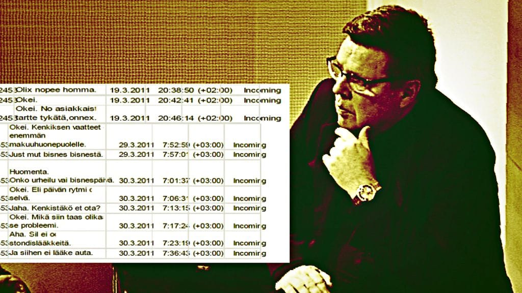 Syyttäjä esitti oikeussalissa Aarnion "Saaralle" lähettämiä tekstiviestejä, jotka syyttäjän mukaan kannustavat prostituutioon. Listassa vain Aarnion lähettämät viestit, koska "Saaran" viestejä ei jostain syystä ole saatu.