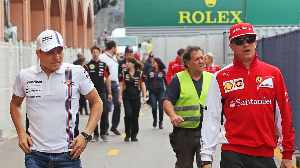 Valtteri Bottas ja Kimi Räikkönen, taas hippasilla.