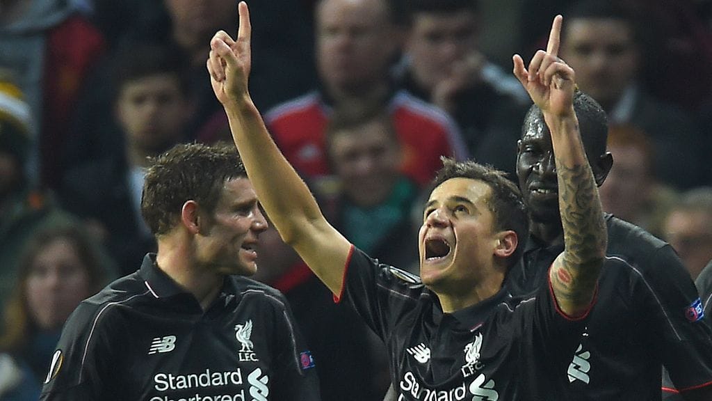 Philippe Coutinho tuuletti arvokasta tasoitusmaalia tähän tapaan.