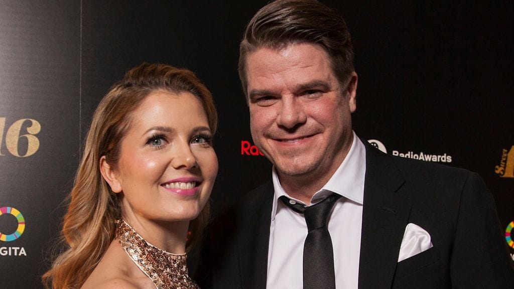 Jenni Alexandrova ja Jussi Heikelä Radiogaalassa 25. maaliskuuta 2016.