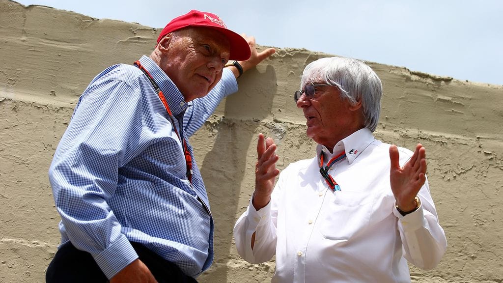 Niki Lauda ja Bernie Ecclestone. Arkistokuva.