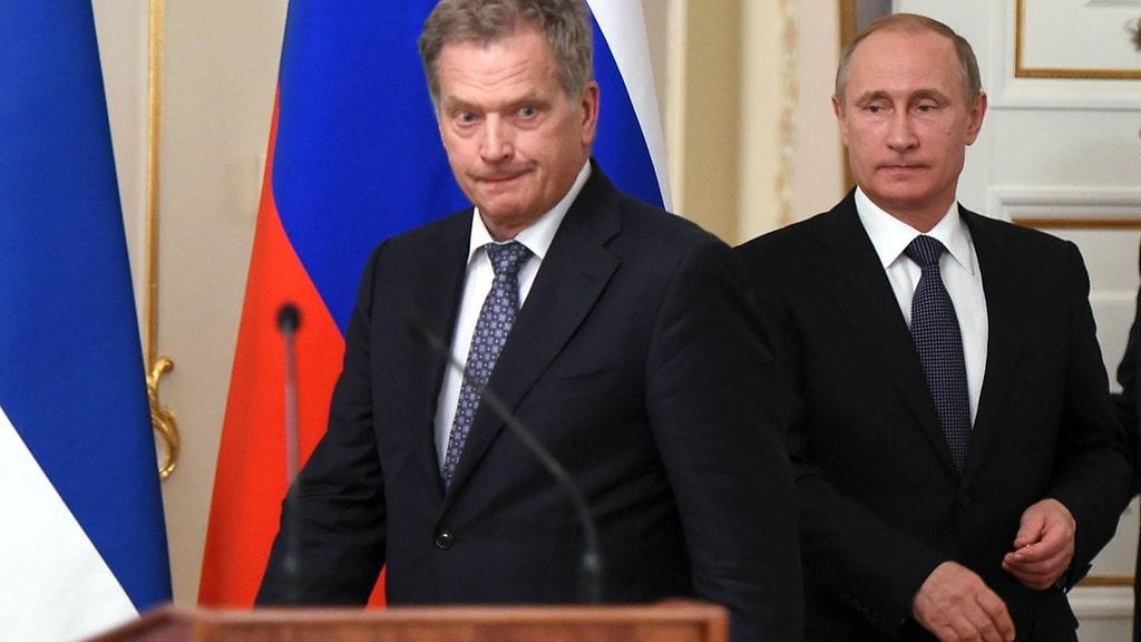 Sauli Niinistö ja Vladimir Putin yhteisessä tiedotustilaisuudessa Venäjällä viime vuonna.