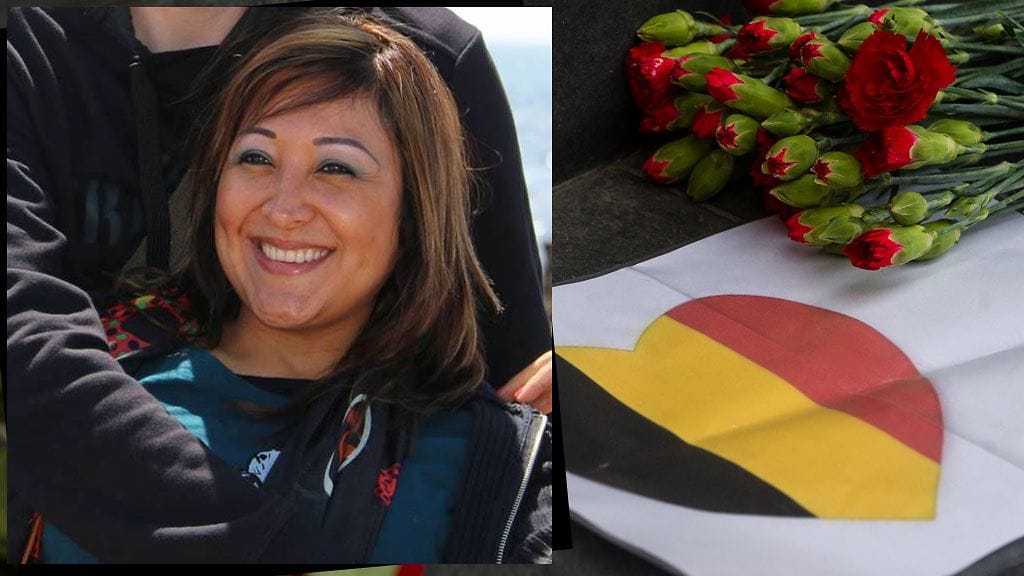 Kuvakaappaus Adelma M. Ruizin Facebook-sivuilta. Oikealla kuvituskuva Belgian Berliinin-suurlähetystön edustalta.