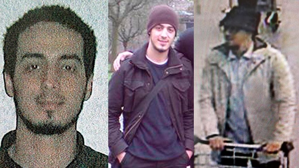 Kaksi päiväämätöntä kuvaa Najim Laachraouista. Oikealla oleva kuva Brysselin lentokentän iskusta epäillystä miehestä, jonka uskotaan olevan Laachraoui.