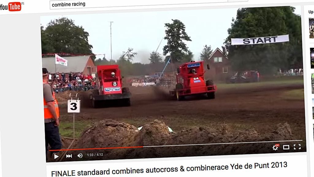 Tämä kuva on Youtubesta löytyneestä puimurirallista.