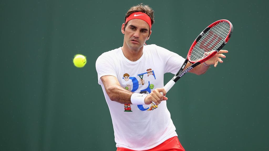 Roger Federer harjoitteli Miamissa torstaina.