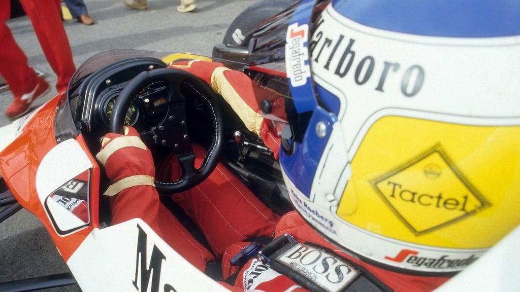 Keke Rosberg McLarenissaan Espanjan Jerezissä huhtikuussa 1986.
