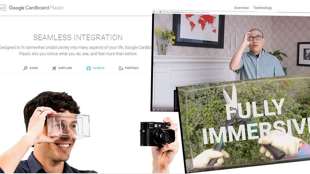 Kuvakaappaus Googlen cardboard plastic-sivustolta