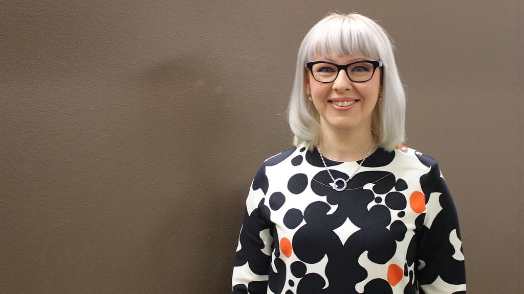 Aino-Kaisa Pekonen MTV:n studioilla perjantaina 1.4.2016.