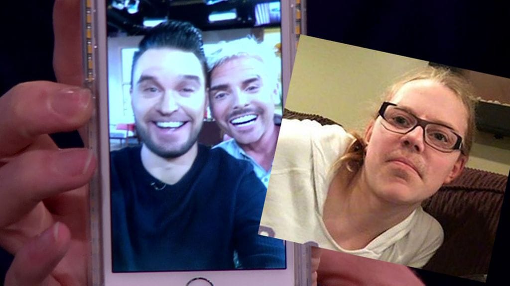 Face swap -sovelluksella kasvojen paikkaa voidaan vaihtaa. Onko oikealla kuvassa isä vai tytär?