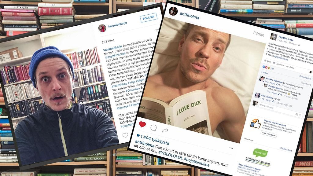 Mikko Toiviainen perusti #pojatkinlukee-kampanjan, Antti Holma paljasti heti kaappinsa salat.