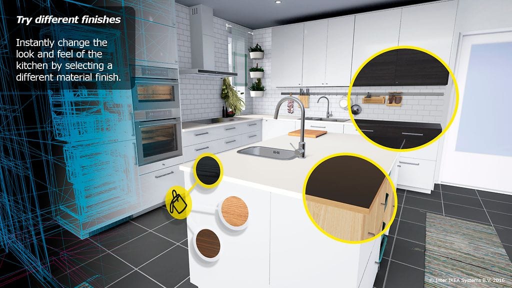 Eri materiaalien ja värien kokeilu tehdään sovelluksen myötä helpoksi.