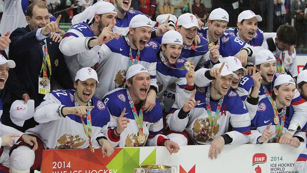 Venäjä juhli maailmanmestaruutta viimeksi Minskissä keväällä 2014.