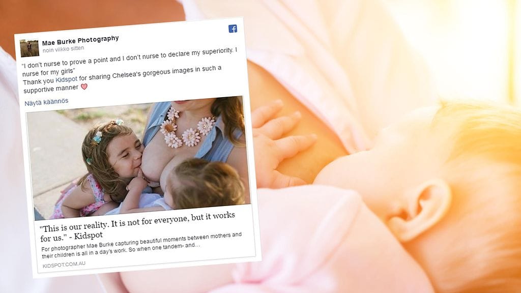 Hieman erikoisemman imetyskuvan julkaissut äiti ei pidä itseään imetysaktivistina, vaan haluaa ainoastaan perheensä parasta.